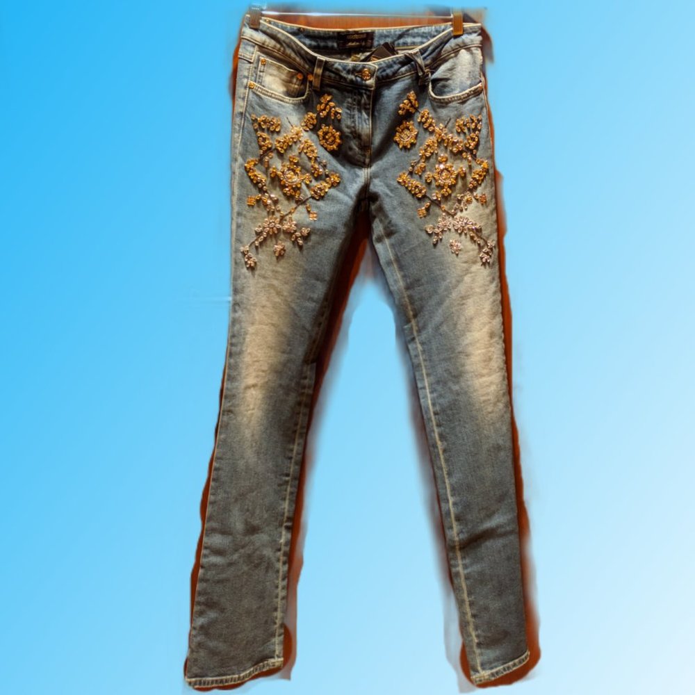 Roberto Cavalli Jeans Brand New Intricate Woven pattern 46/6 Never Worn With Tag